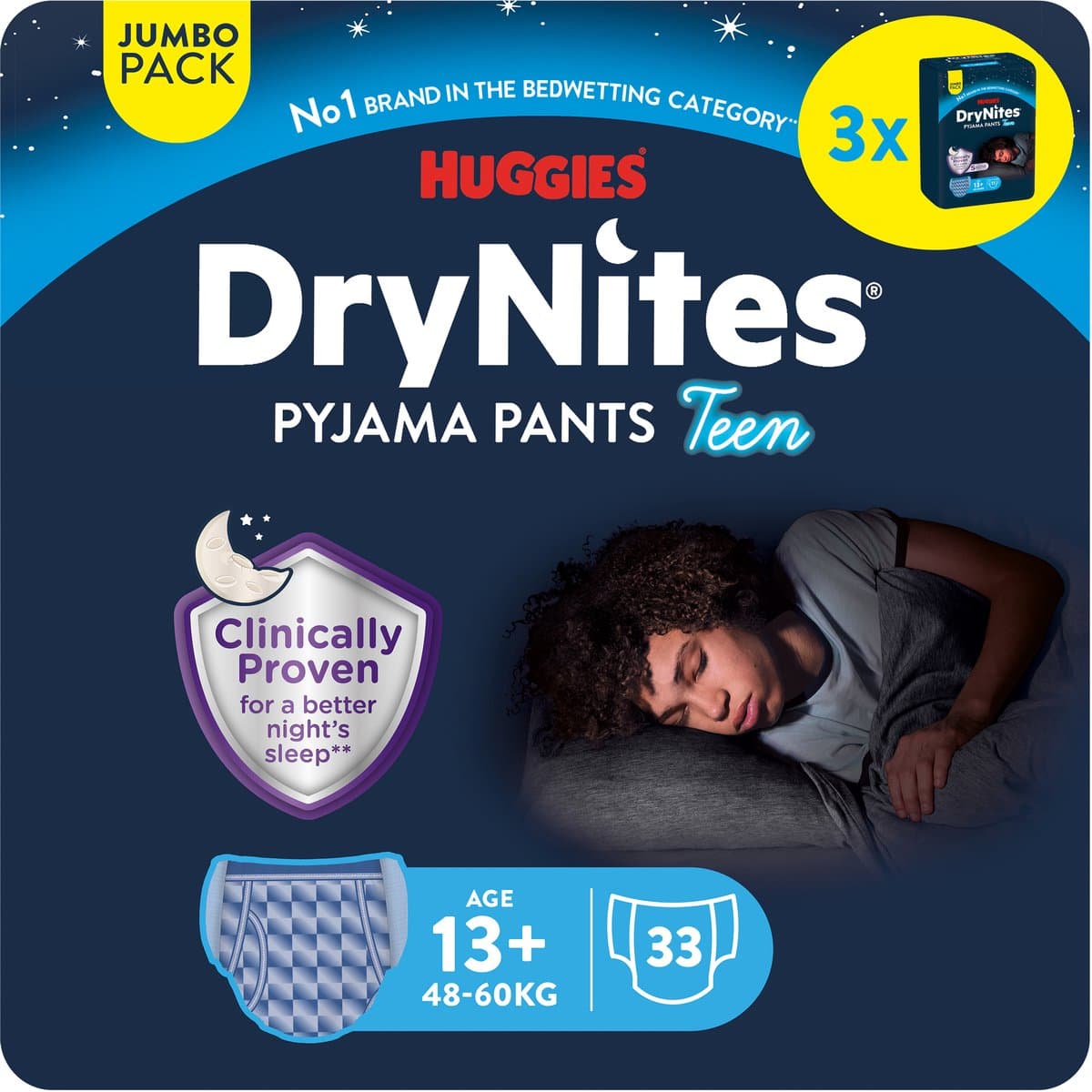 Huggies DryNites luierbroekjes - jongens - 13+ jaar (48 - 60 kg) - 33 nachtbroekjes - Jumbo pack