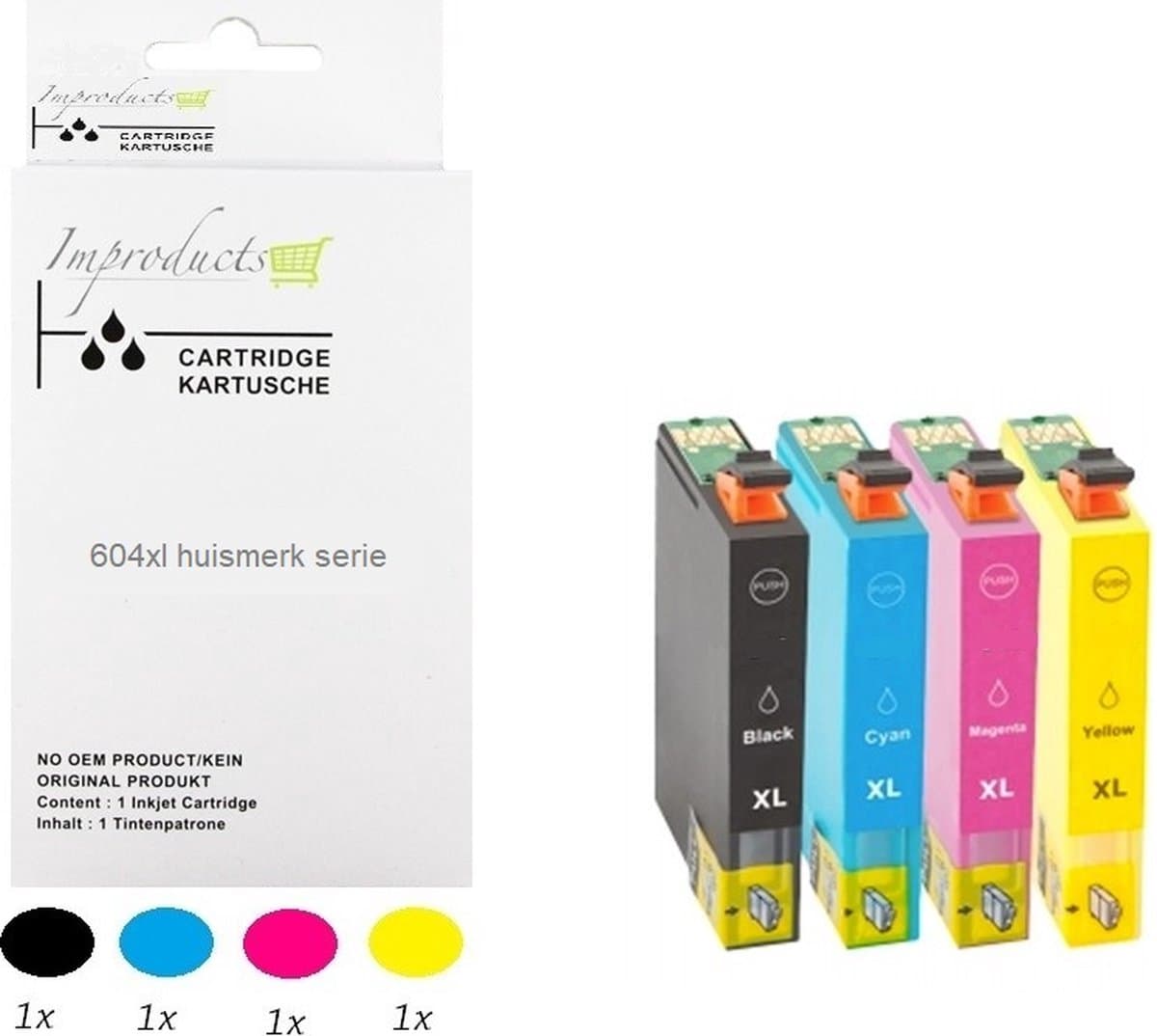 Improducts® 1x multipack 604xl / 604 inkt cartridges geschikt voor Epson Expression Home Epson Expression Home XP 2200 2205 3200 3205 4200 4205 Workforce WF 2910DWF 2930DWF 2935DWF 2950DWF