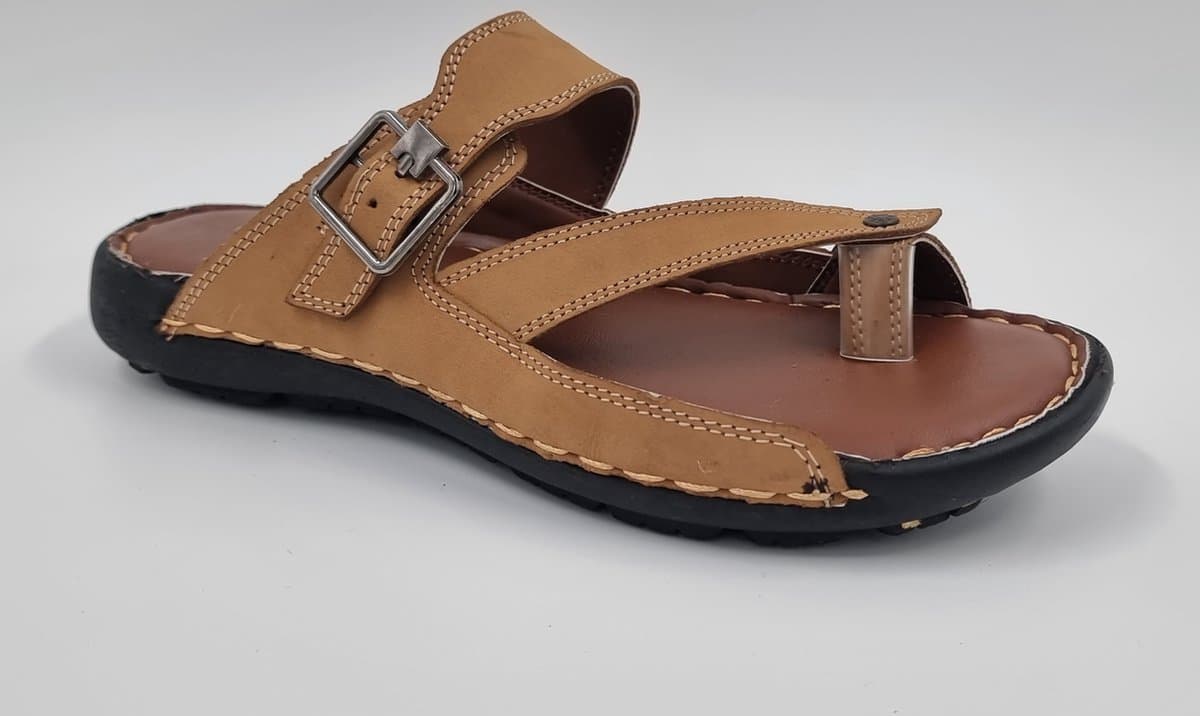FLICK - Heren Slippers - Heren Teenslippers - Echt Leer - Crème - Maat 41