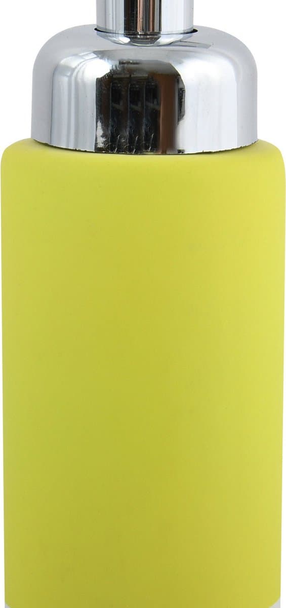 MSV Zeeppompje/dispenser Enzo - keramiek - appelgroen/zilver - 6.5 x 18 cm - 275 ml