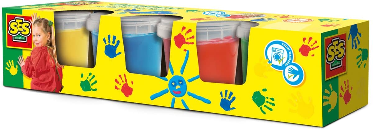 SES Creatieve Vingerverfset - 4 Kleuren, 145 mL Elke