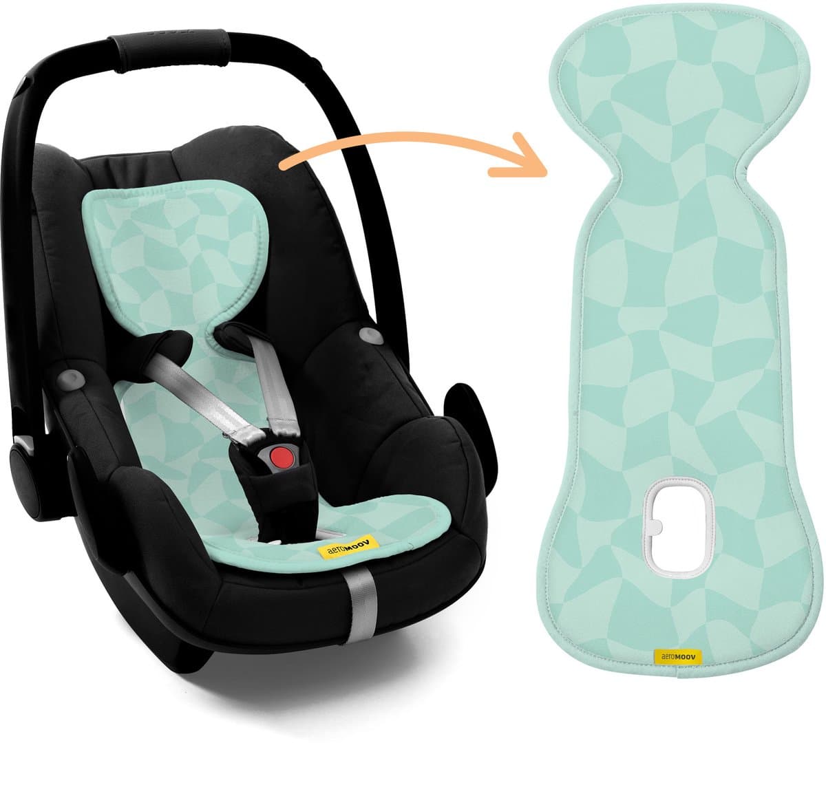 AeroMoov Air Layer – Inlegkussen Autostoel – Ademend & Warmteregulerend - Groep 0+ - Cute Cubes