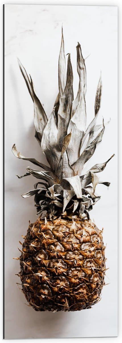 Dibond - Ananas op Witte Achtergrond - 40x120 cm Foto op Aluminium (Met Ophangsysteem)