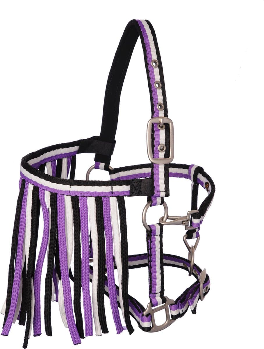 MHS Halster Stripe met touw en vliegenfrontriem Extra Full Paars