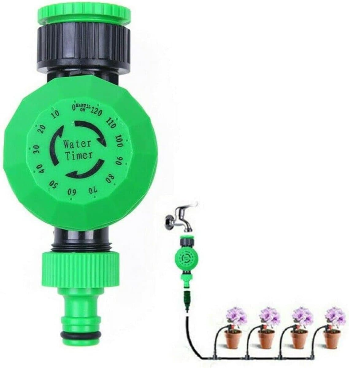 Mechanische Water Timer voor Kraan - Tuin Bewaterings Timer - Automatische Irrigatie Systeem Controller voor Eenvoudig Automatisch Bewateren binnen Twee Uren