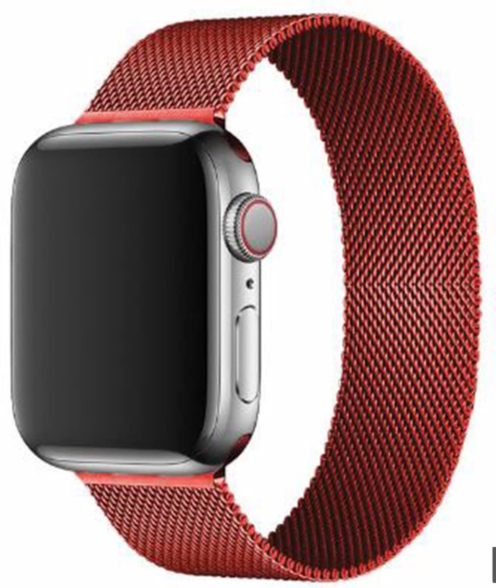 Horlogeband - Geschikt voor Apple Watch 5, 6, 7, 8, 9, 10, SE, Milanese S11, Metal, Ultra 2 - 38/40/41/42 mm (universeel voor S10/11) - Rood