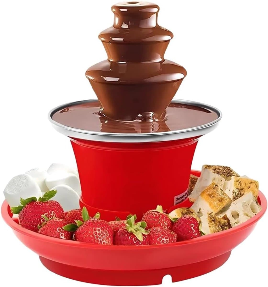 RUX® Chocoladefontein - Chocolade fontein - Chocolade druppels - Rood - 23cm x 22cm x 15cm
