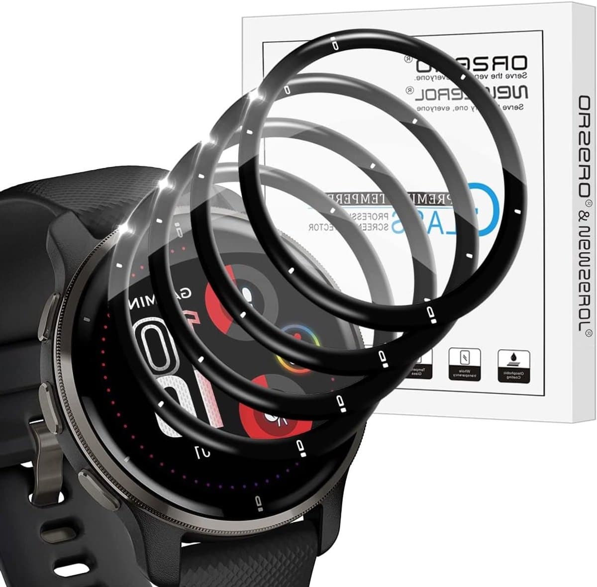 Set van 4 Schermprotectors voor Garmin Venu 2 Plus, 3D Carbon Fiber, Krasbestendig, Bubble-Free en Hoge Resolutie
