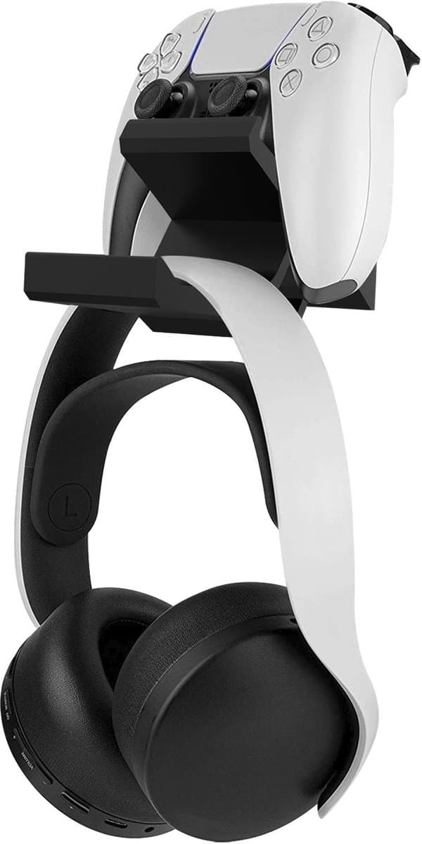By shayne - Gaming Hoofdtelefoon Hanger - Wandmontage - Bespaar Ruimte - Zwart - Gamepad Controller Opberger - Geschikt voor PS5 en Xbox
