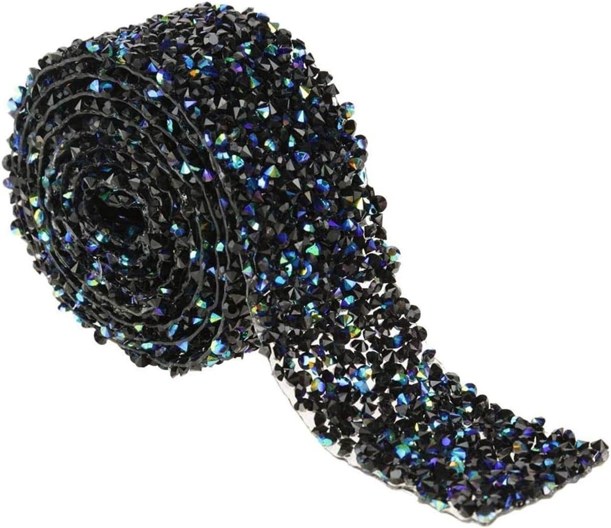 Acryl Diamant Mesh Wrap Roll - Sprankelend Kristal Ribbons voor Bruiloft, Verjaardagsfeest en Creatieve Decoraties in Blauw en Zwart