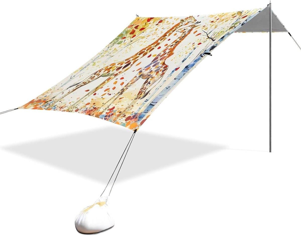 Strand Tent - Zon Schuilplaats - Bescherming Tegen Zon - UPF 50+ UV Blokkerend - Grote Dekking - Twee Giraffen