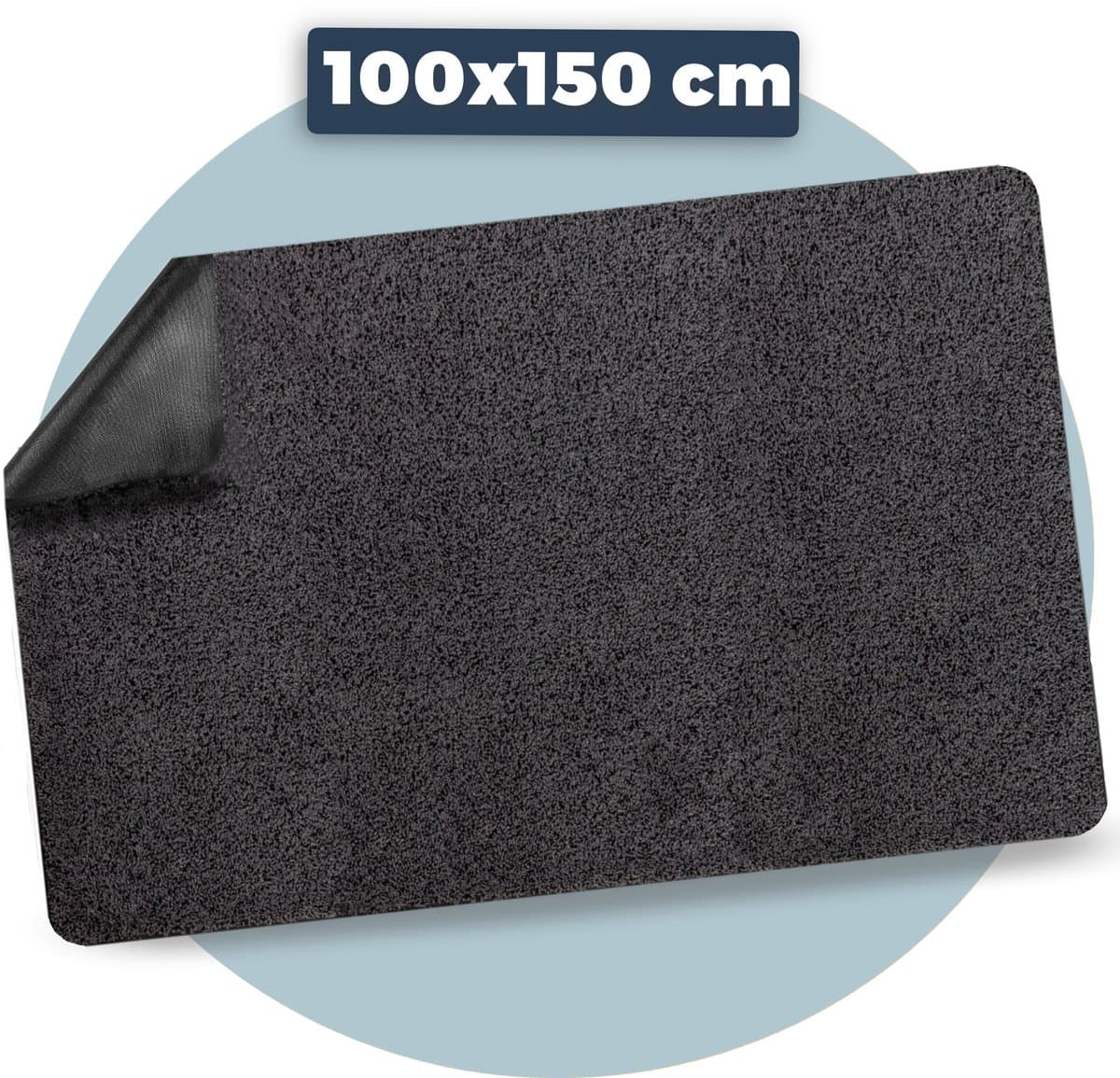 Pasper Deurmat binnen droogloopmat - 100 x 150 cm - Grijs - zonder boord - Gemaakt in België - Wasbaar - Deurmatten