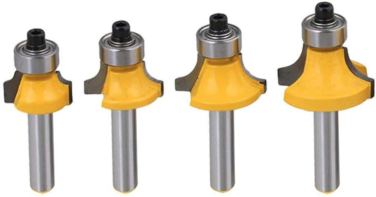 Set van 4 Roundover Router Bits met 1/4 Inch Schacht - Randfrezen voor Houtbewerking