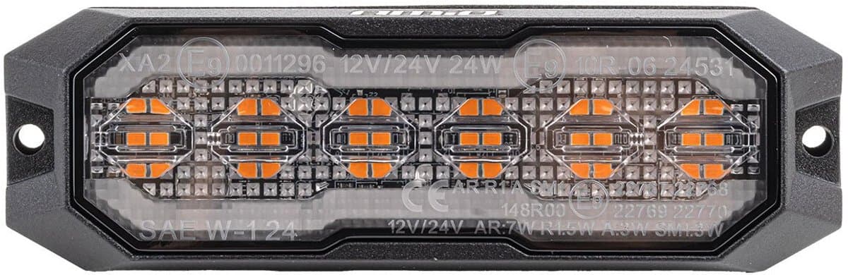 AMiO LED Waarschuwingslamp R65 R148 12V 24V 24W Oranje - Compacte Signaallamp en Zijmarkering voor Bedrijfsvoertuigen en Machines
