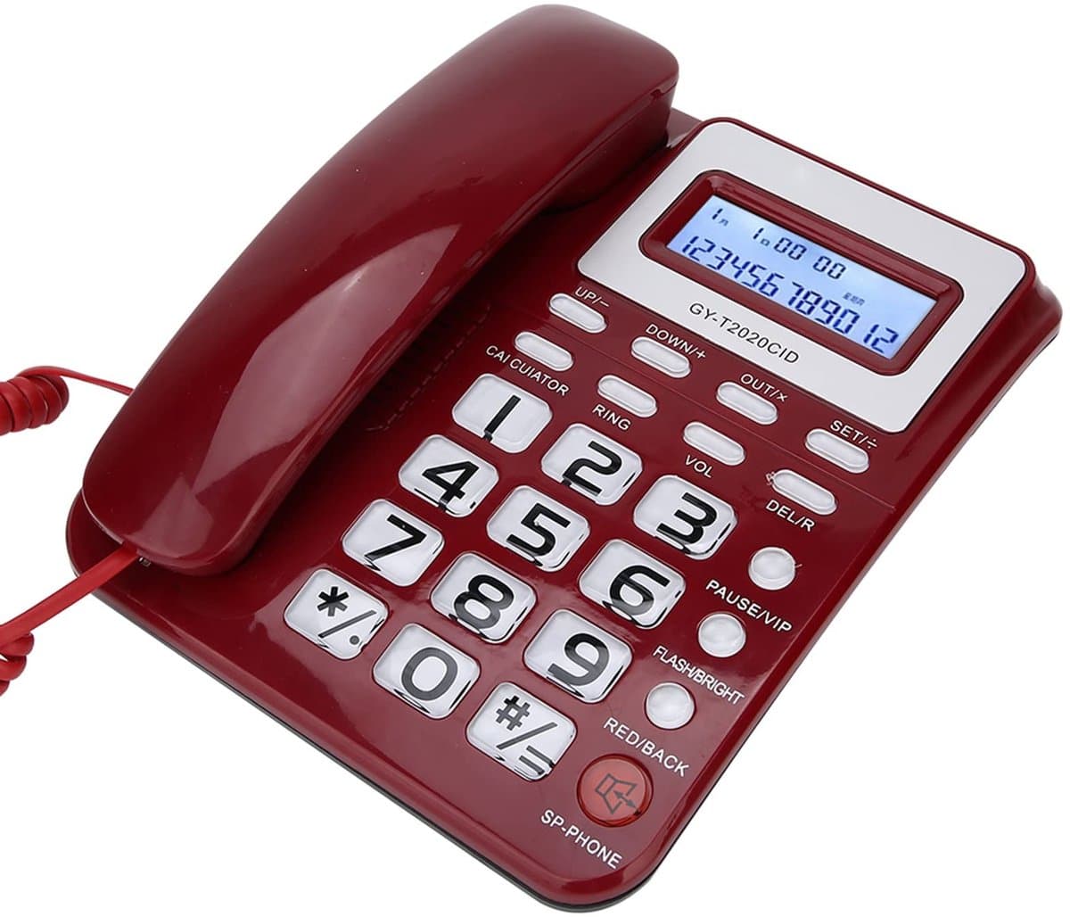 Store_7 - Vaste Telefoon - Grote Toetsen - Luidsprekerweergave - Rood - Desktoptelefoon - Geschikt voor Thuis en Kantoor - GY-T2020CID