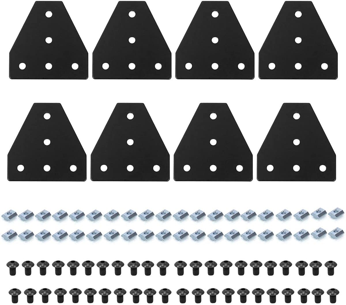 ZEYNOMAX- Verbindingsplaten set - 8 stuks hoekplaten - 40 stuks M8 moeren - 40 stuks M8 x 8 mm inbusschroeven - Aluminiumlegering - Voor 3D-printer en meubels