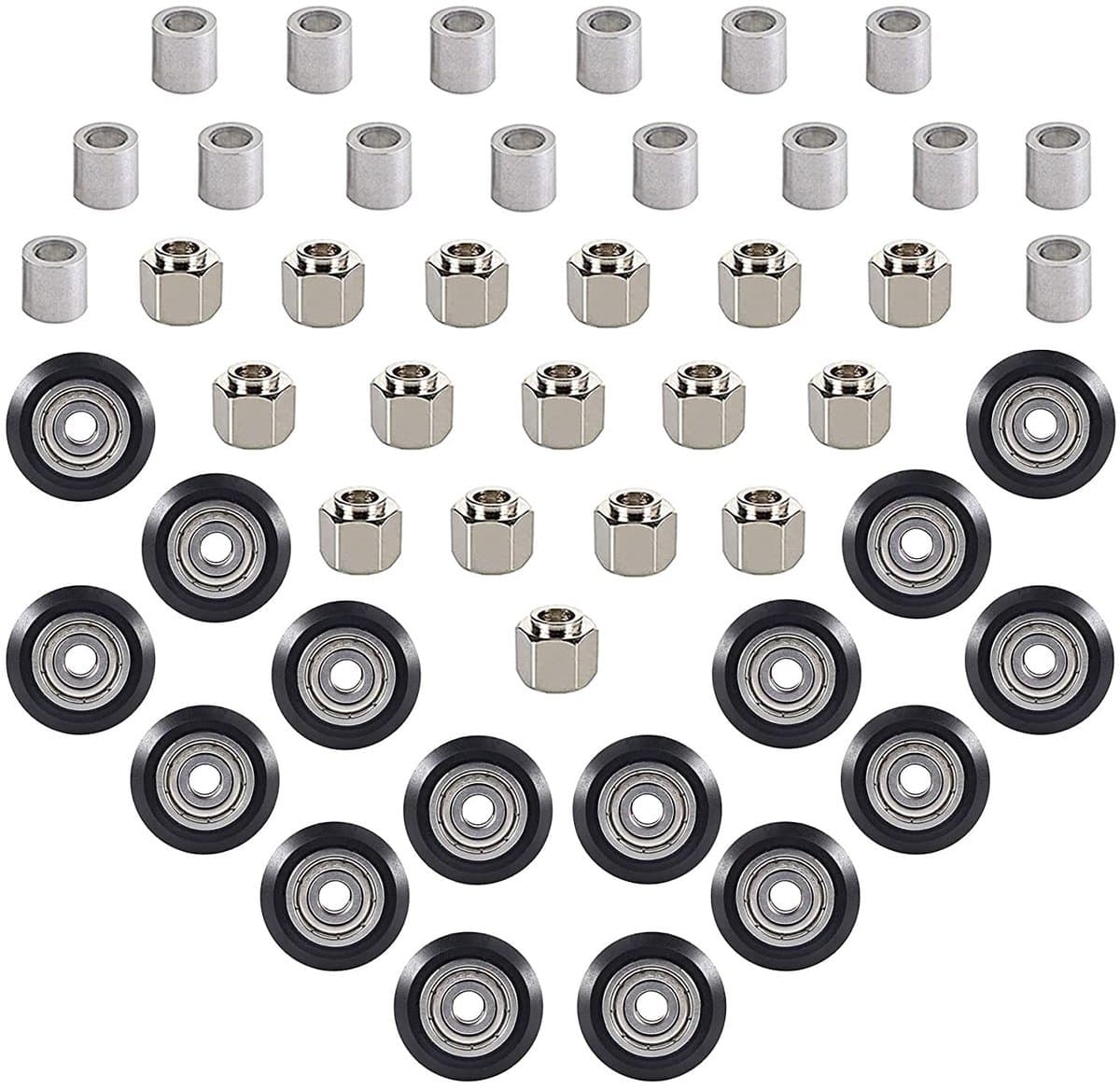 Dailygoods- Laufrollen 16 Stuks - V-slot Rollen - POM Rad - Excentrische Kolom 6mm - Aluminiumsäule 6mm - Compatibel met Creality Ender 3 - 3D-printer Wielen