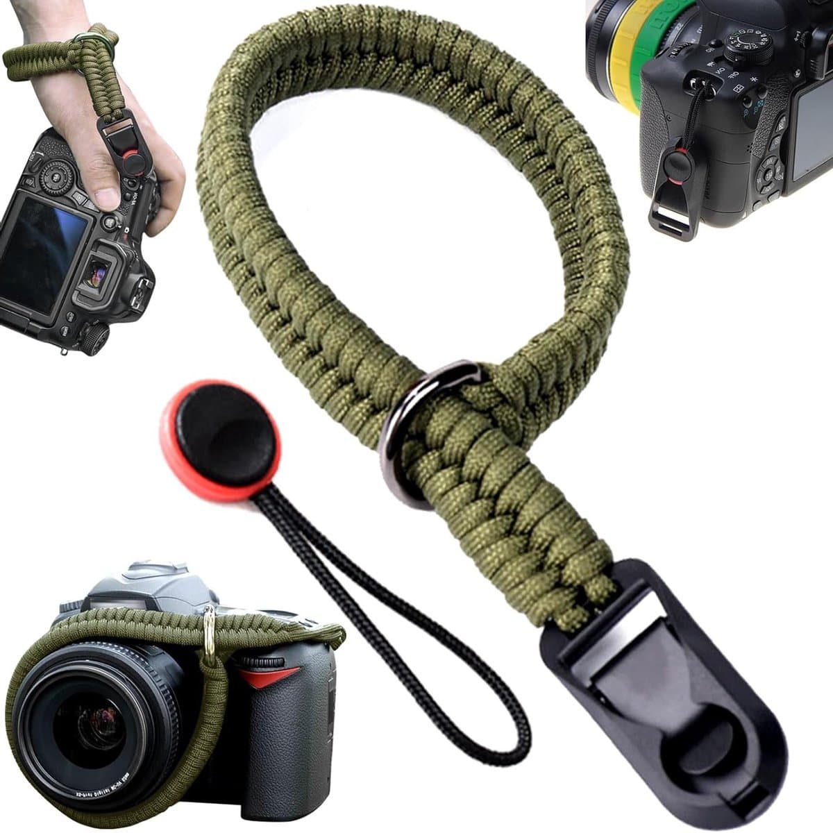Verstelbare camera polsband, geschikt voor diverse camera's, totale lengte 40 cm, ideaal voor fotografen, comfortabele draagervaring, veilig en praktisch