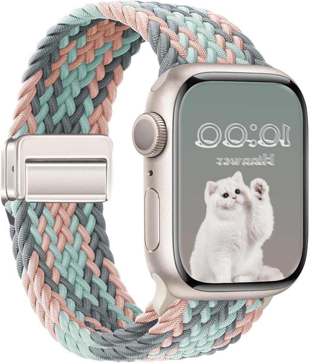 Elastische gevlochten nylonband voor Apple Watch Ultra en serie 10, 49 mm tot 38 mm, comfortabele en duurzame smartwatch band