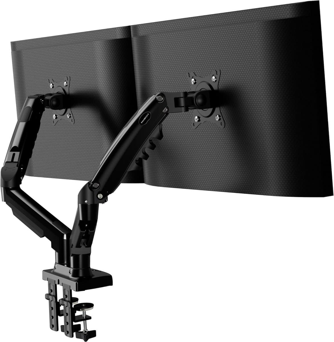 Dubbele Monitor Arm - Gasveer Arm - Ergonomisch Werken - 360 Graden Draaibaar - 19 tot 32 inch - Zwart