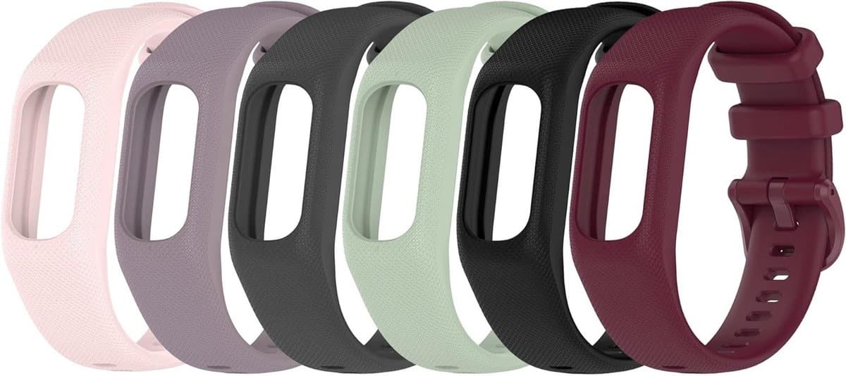 Zachte silicone sportarmband vervangband voor Garmin Vivosmart 5 - 6 stuks, ideaal voor fitness en dagelijks gebruik