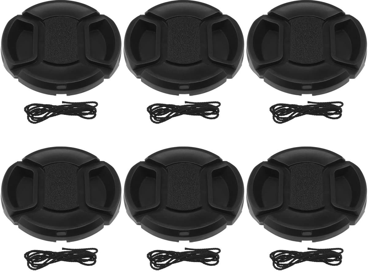 aladdien - Camera Lens Cap - 52 mm - Draadmaat - Anti-verlies touw - 6 stuks - Compatibel met Nikon Sony Canon - Kunststof