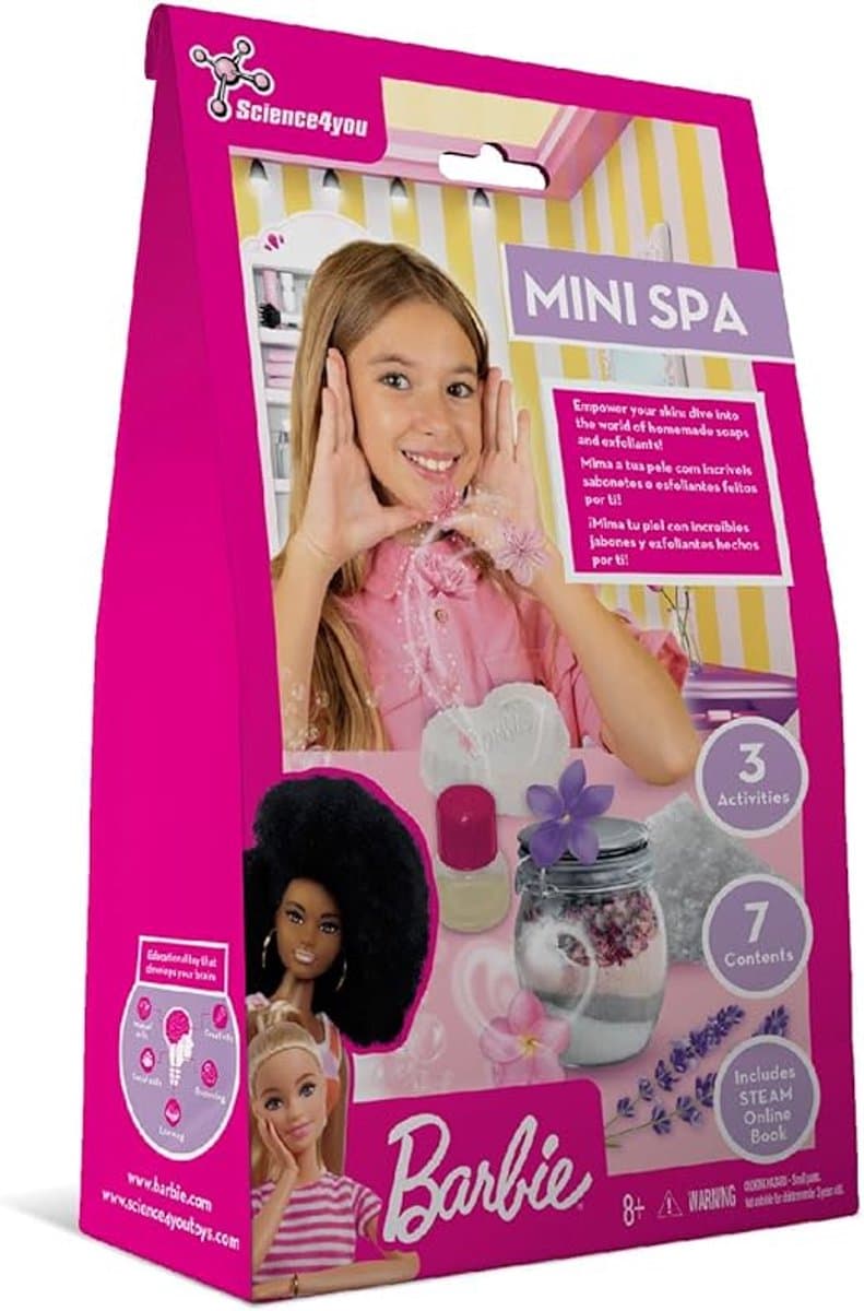 Science4you Barbie Spa mini-set voor het maken van zeep en peeling, knutselwerk voor meisjes vanaf 8 jaar