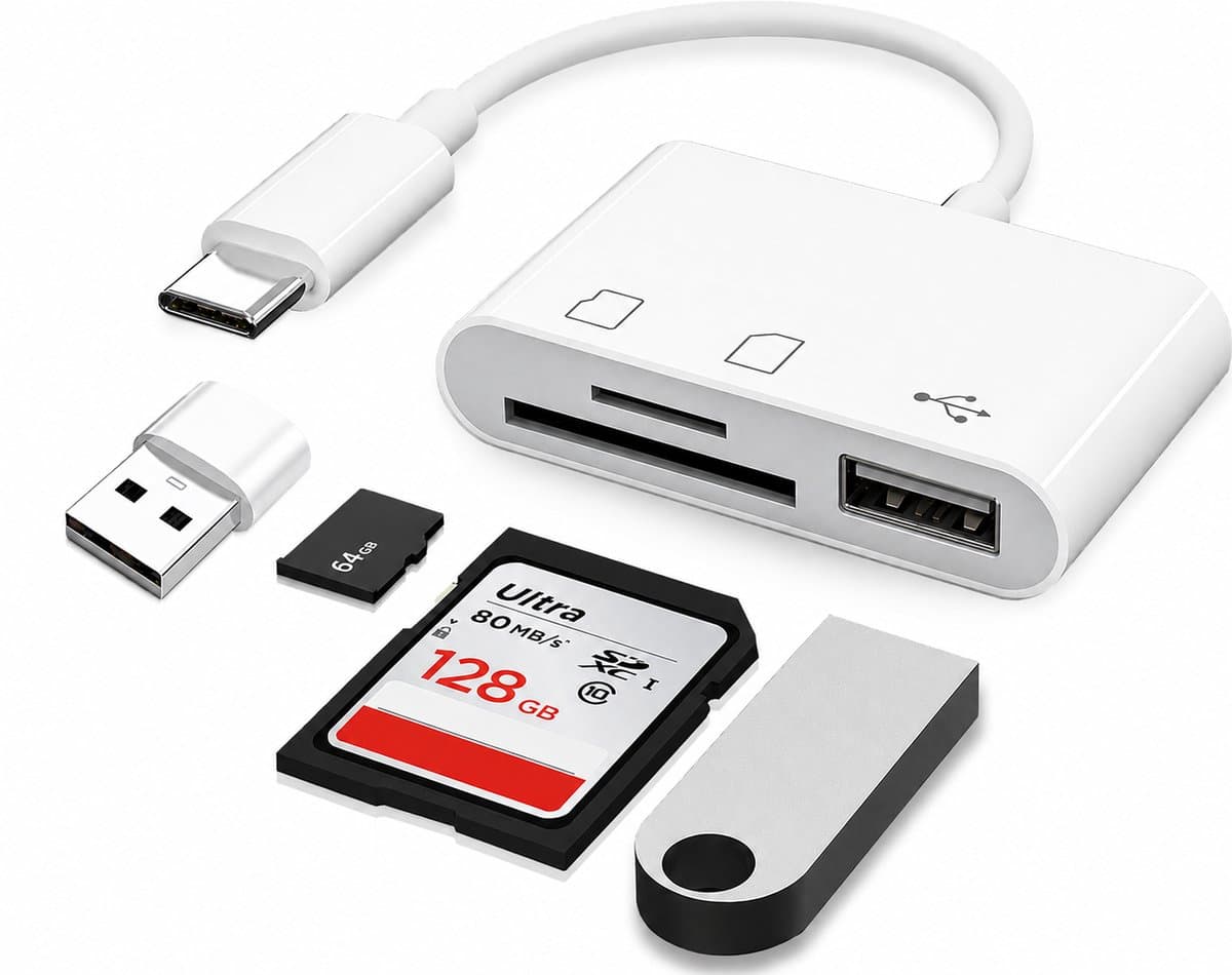 ThunderGold SD Kaart lezer USB C - Kaartlezer SD kaart - Card reader USB - Geheugenkaartlezer - Micro SD kaartlezer - USB kaartlezer - Inclusief USB converter