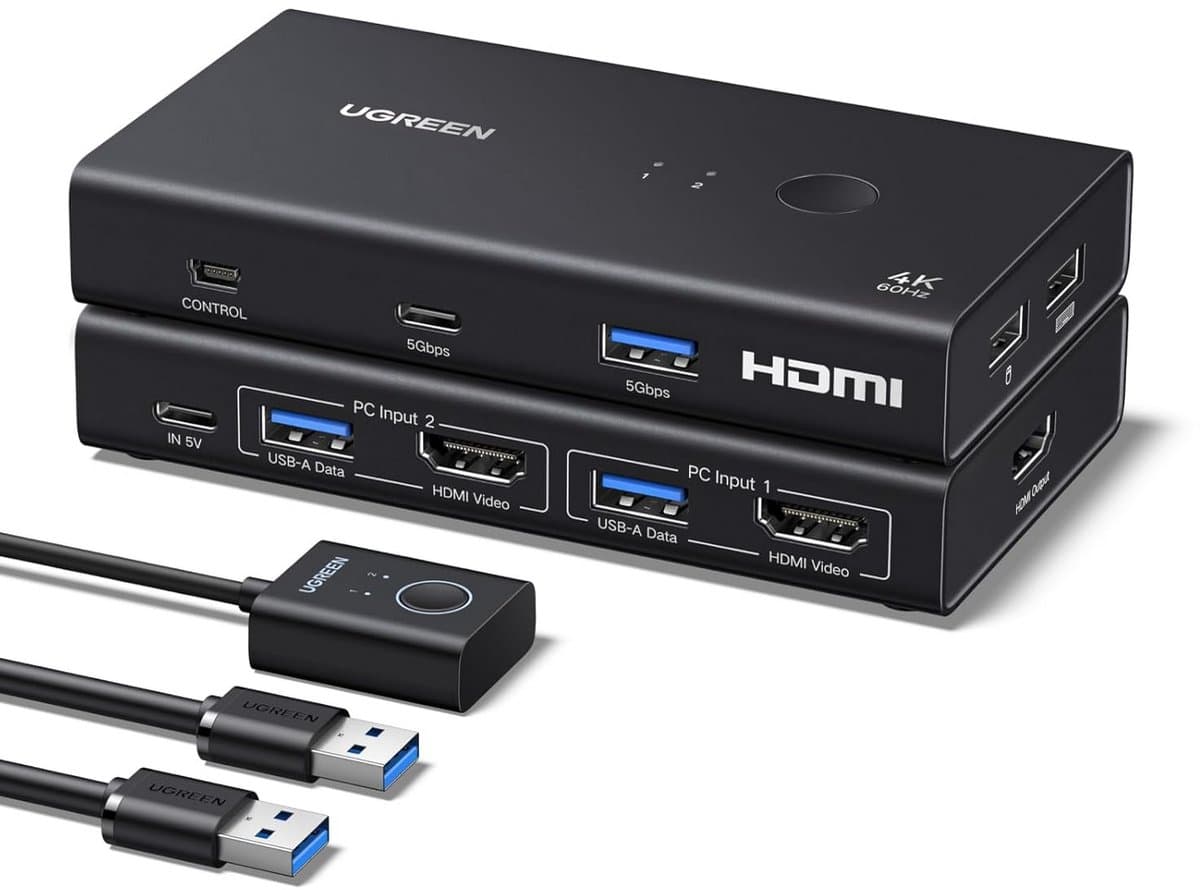 KVM Switch HDMI 2.0 voor 2 PC's naar 1 Monitor 4K@60Hz met 4 USB 3.0 Poorten