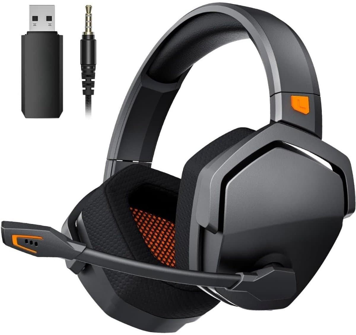 MIRA® Game headset draadloos - Headset - Game headset - Gaming headsets - Zwart/Oranje - 20cm x 11cm x 21cm