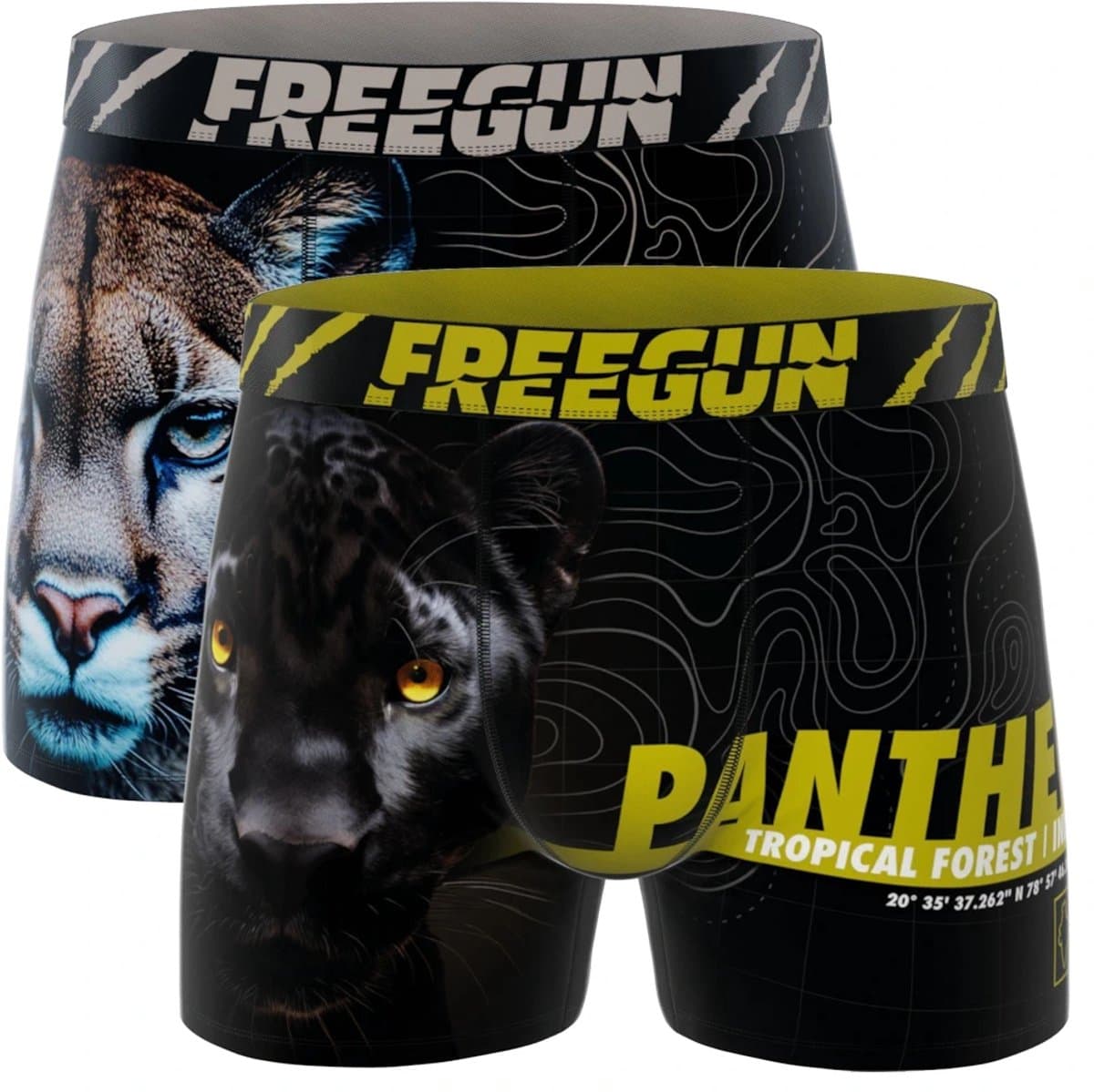 Freegun jongens boxershorts - microvezel - 2-pack - maat 164/176 - Wild foto panter/poema