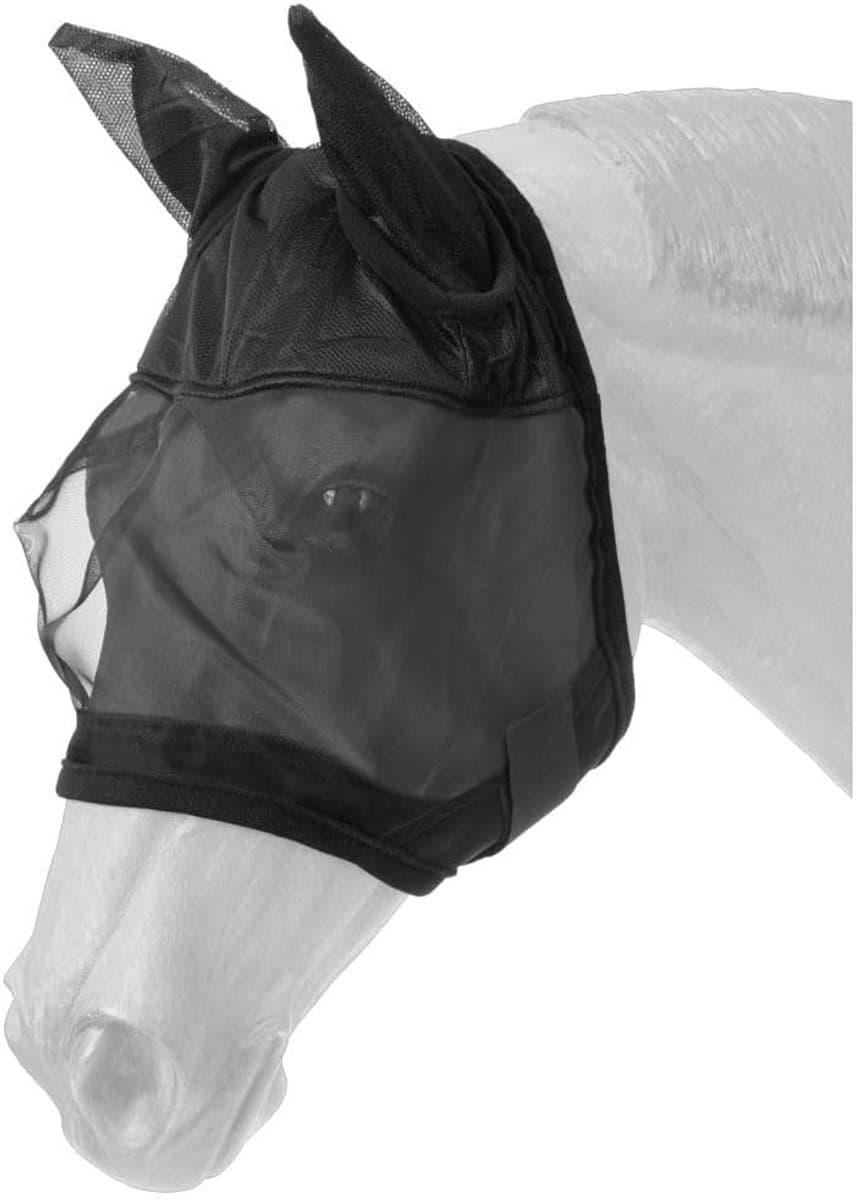 Comfortabel Vliegenmasker Met Oren Voor Paarden Zwart