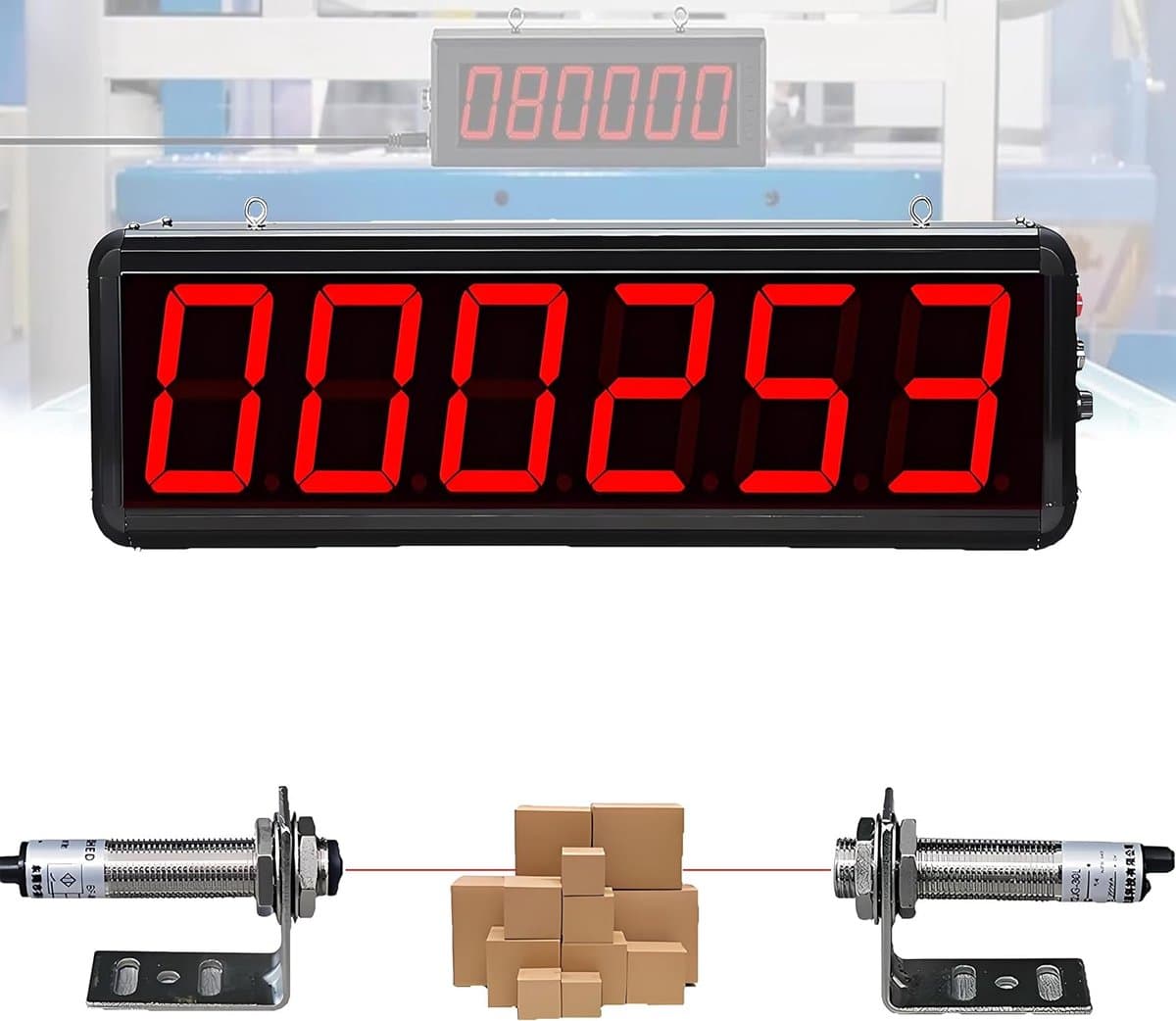Digitale Teller - Bezoekersteller LED - Productielijn Monitoren - Dubbele Sonde Bereik - 448x43x125mm
