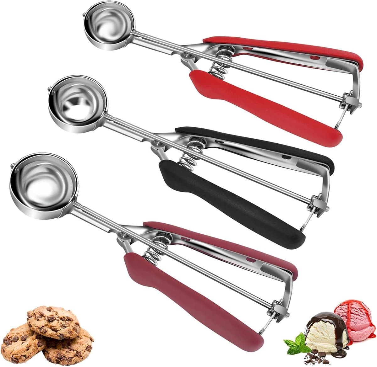 Koekjes Schep Set - Bakken Schepjes - IJs en Deeg - Set van 3 - 1 2 3 El - Zwart