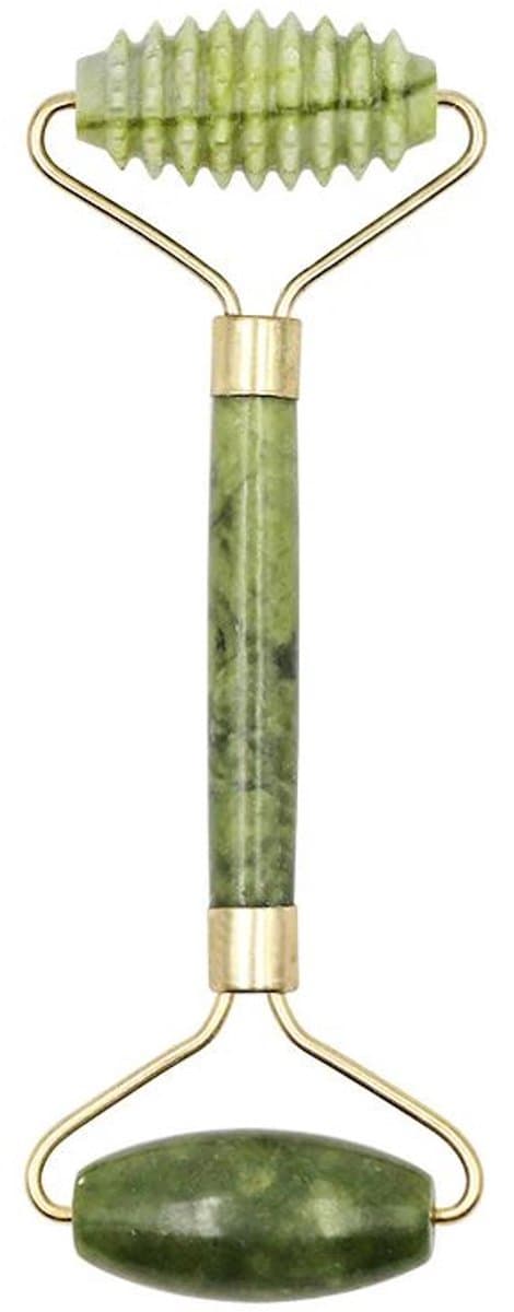 Jade roller - Gezichtsverzorging - Massage tool - Natuursteen - Met puntjes - Anti-aging - Dermaroller - Drainage - Tegen rimpels - Ontspannend - Groen - Jonyx