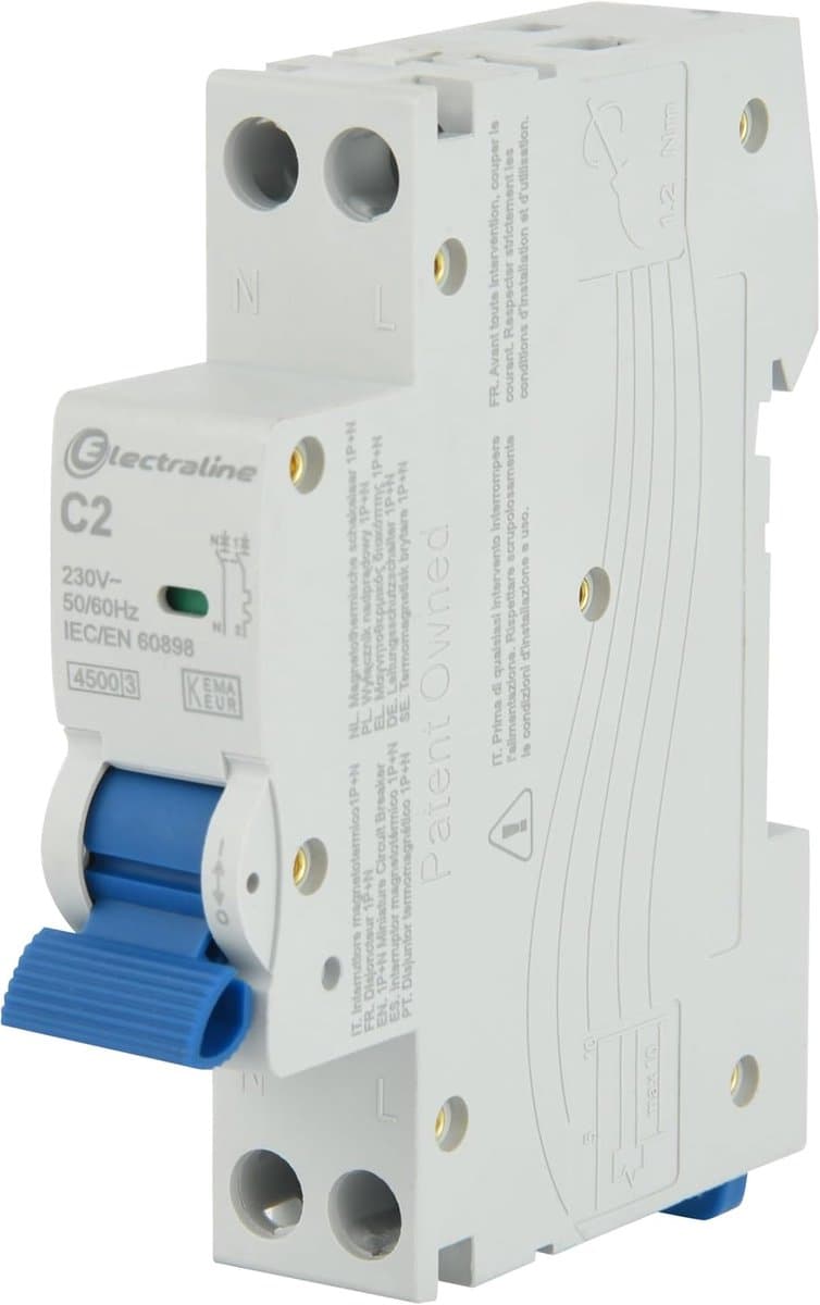 Stroomonderbreker - Zekering Automaat - Overspanningsbeveiliging - Curve C Bescherming - 1P+N - Wit