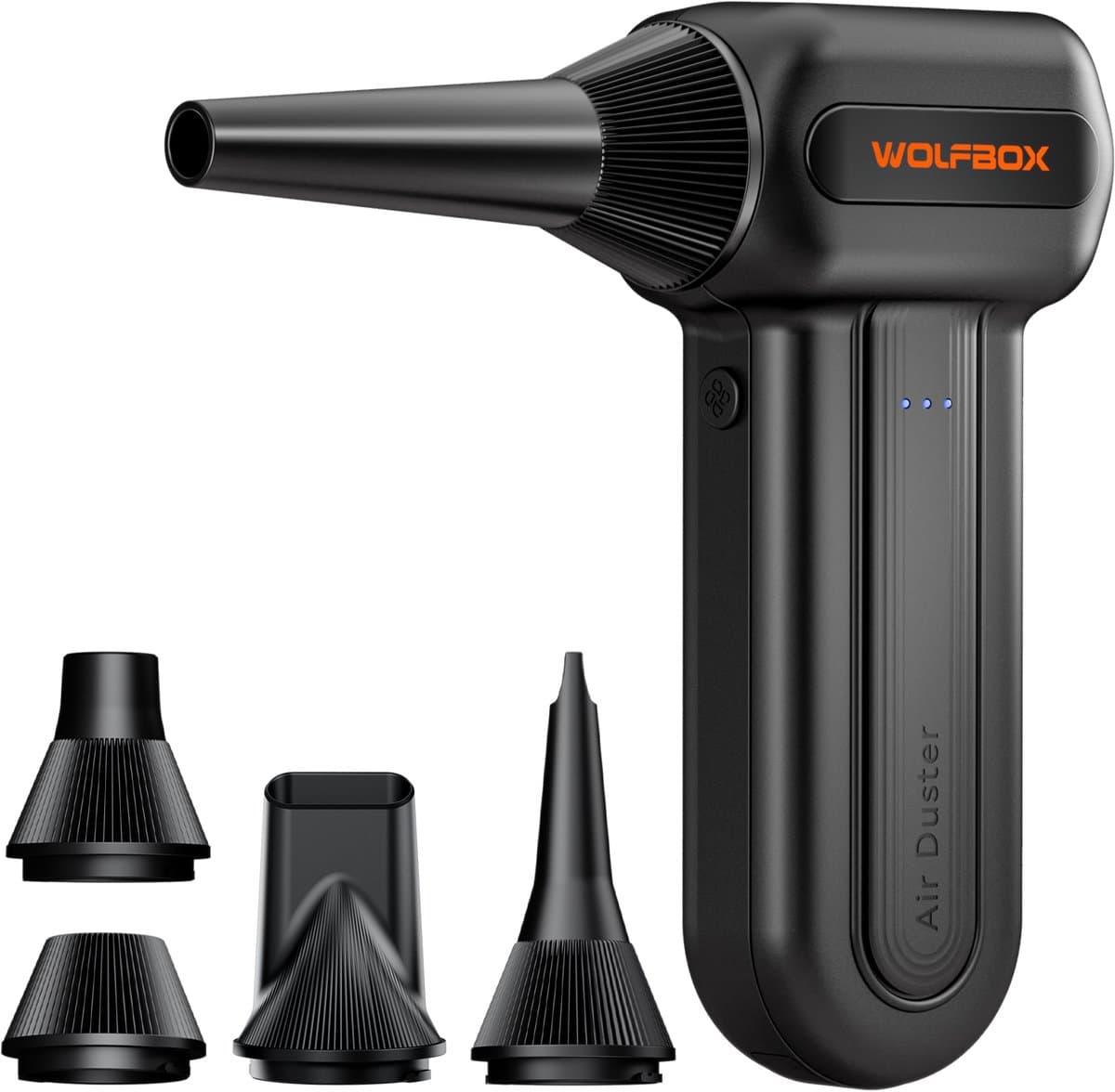 Wolfbox MF60 Air Duster Draadloos - Oplaadbaar 5000mAh - 110.000 RPM - Perslucht - Compressed Air - Stofreiniger - Luchtblazer - Perslucht - Turbo Fan - 3 snelheden - Voor computertoetsenborden, autoreiniging, thuis en buiten