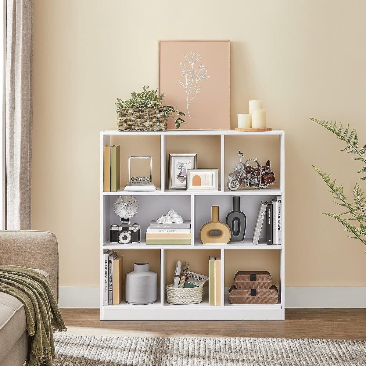 Parya Home - Boekenkast - Met open vakken - 8 vakken - Wit
