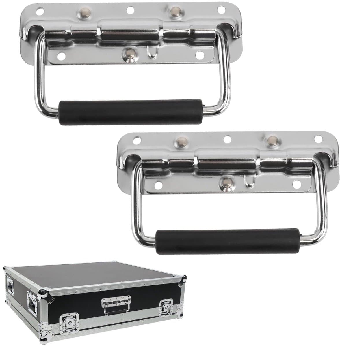 Pack of 2 Folding Handles, 140 mm, Stainless Steel, Folding Handles, Suspension Box Handle, Metal Handles, Spring Carry Handle for Speaker Boxes, Tool Boxes, Tool Box