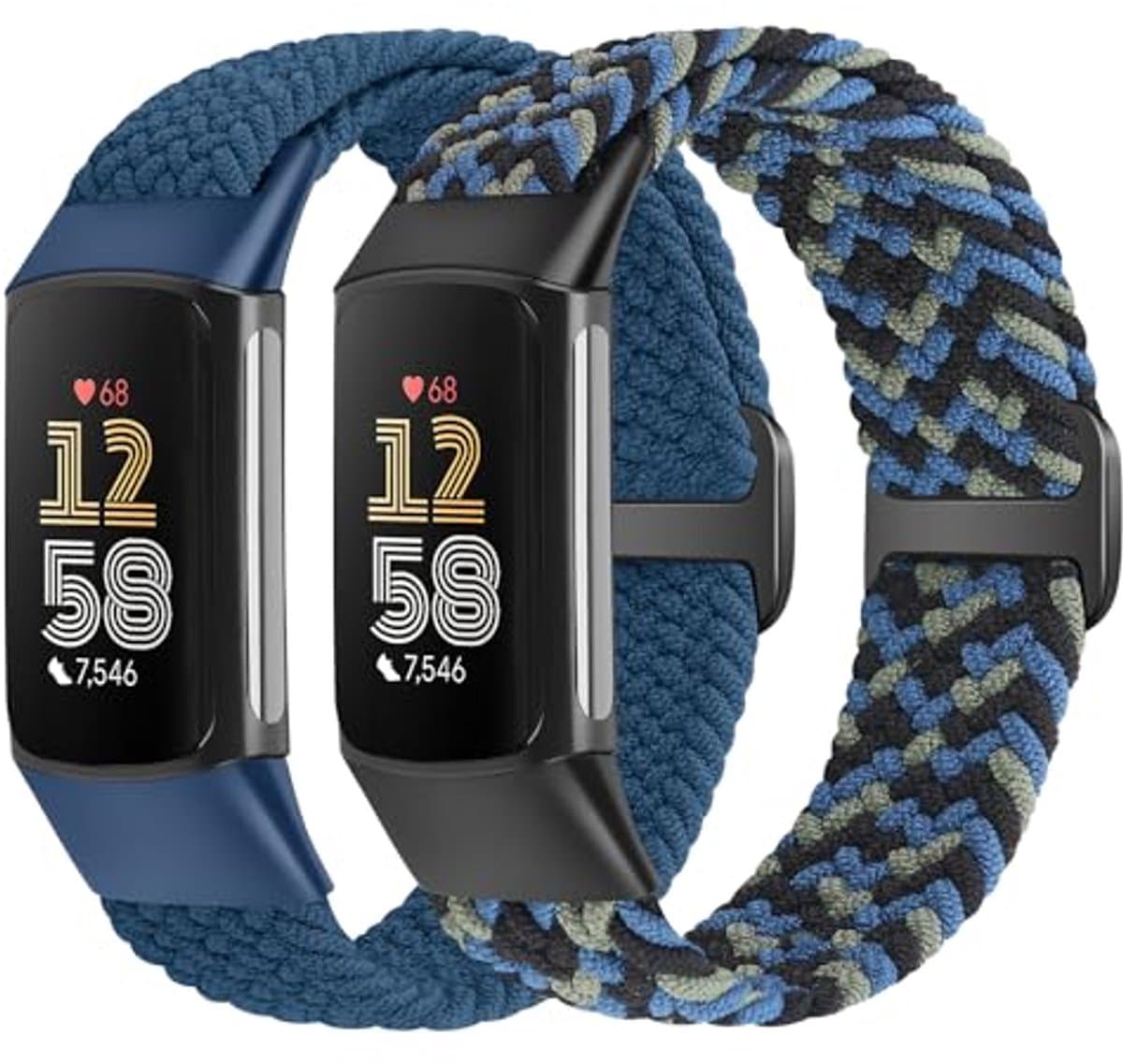 Elastische gevlochten armband voor Fitbit Charge 6/Charge 5 - Verstelbare Solo Loop van rekbaar nylon