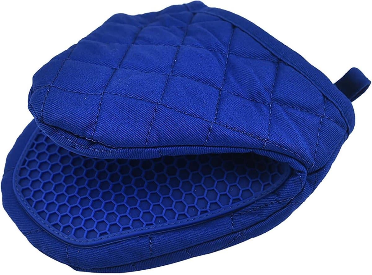 Daity Geïsoleerde siliconen handschoenen - Verdikte anti-verbrandingshandschoenen voor thuis - Hittebestendige antislip ovenwanten - met siliconen keukenhandschoenen - BBQ-koken (1 stuk blauw)