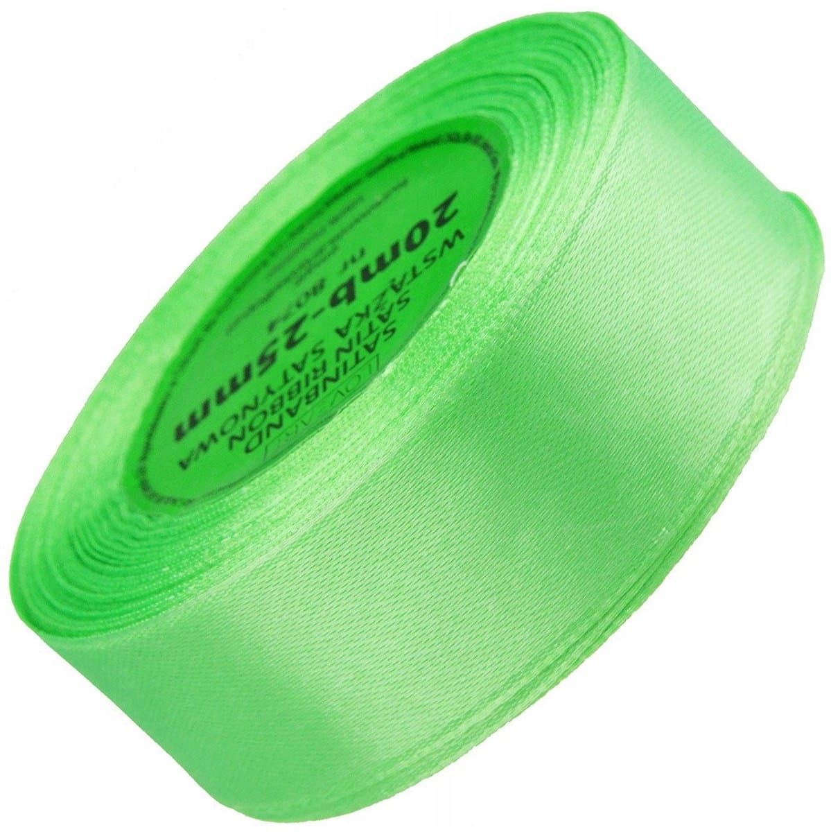Satijnlint 25 mm breed, 20 m lang - Helder Groen