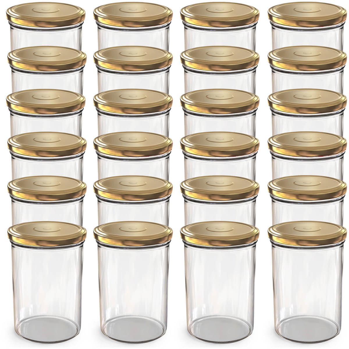 Oputec 24x 440ml inmaakpotten / voorraadpotten TO Ø 82 mm – glazen jampotten – metalen schroefdeksel goud – conservenpotten
