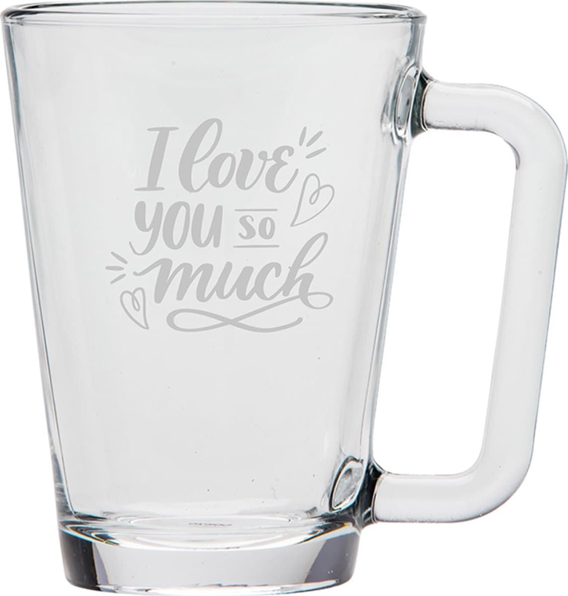 Gegraveerde theeglas 26cl I Love you so much - valentijnsdag - valentijn