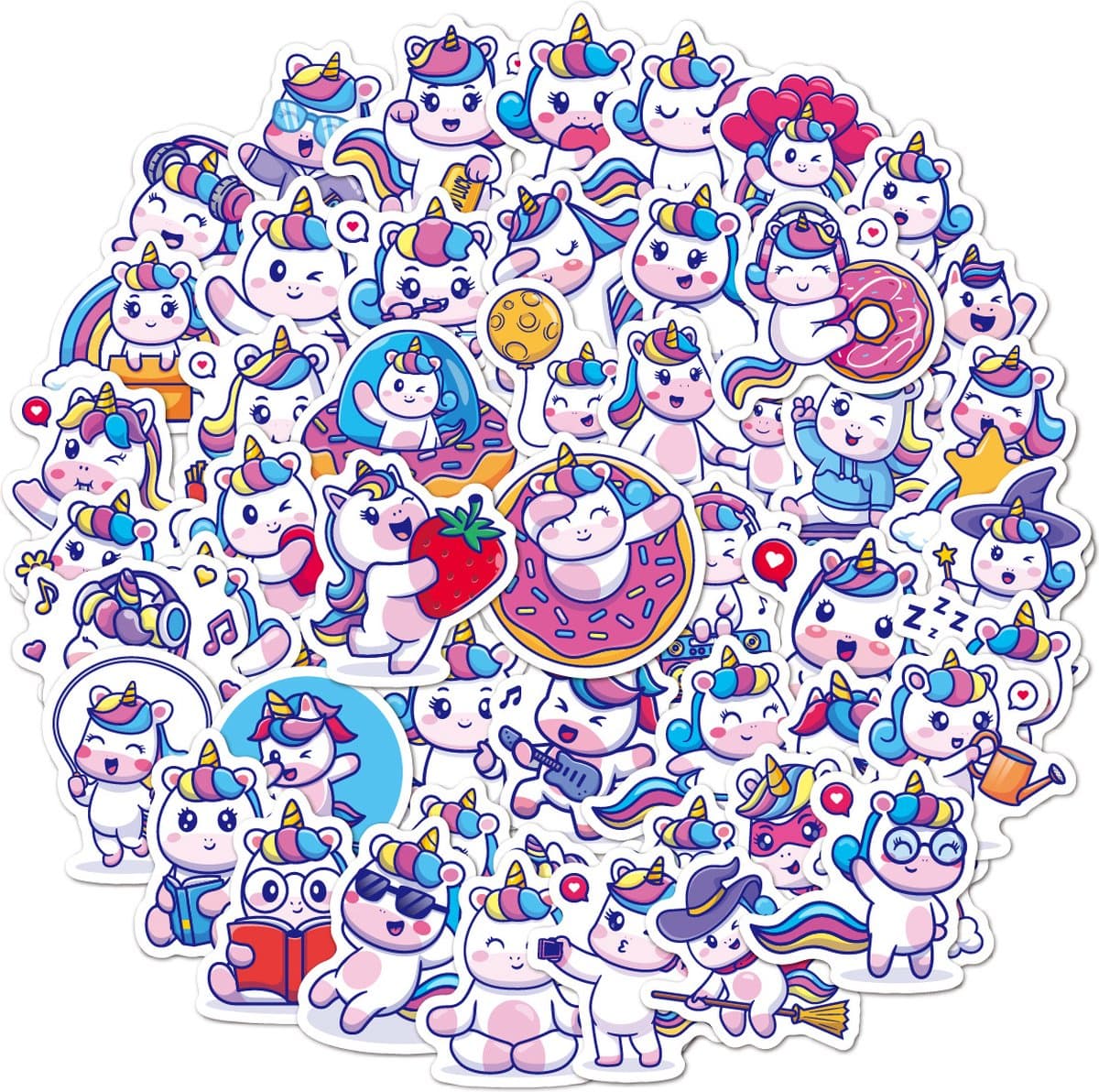 Eenhoorn Stickers - 50 stuks - 3x4CM - Fantasie Stickers voor meisjes