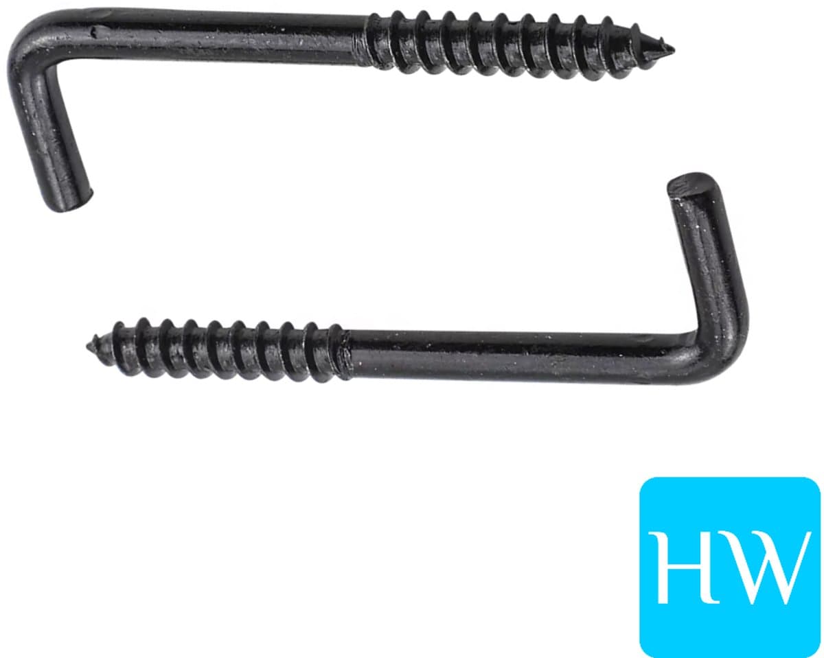 Schroefduim / L haak haakje 2.3 x 35mm (klein) - zwart - 10 stuks