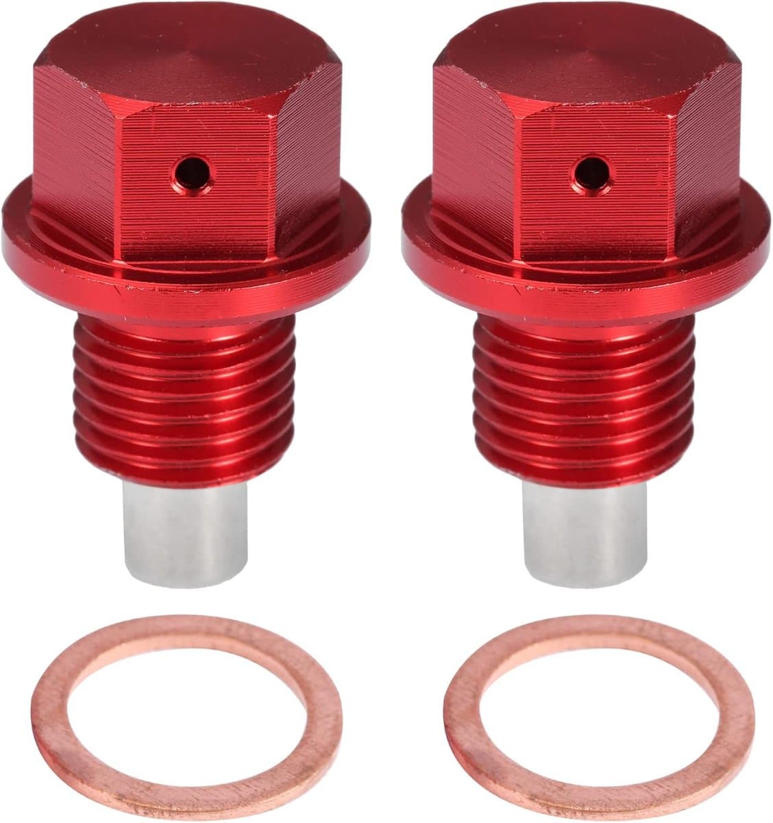 ABSOPRO 2 Set M12x1.25 Olieafvoerplug Aluminiumlegering met 2 Pakkingen Rood