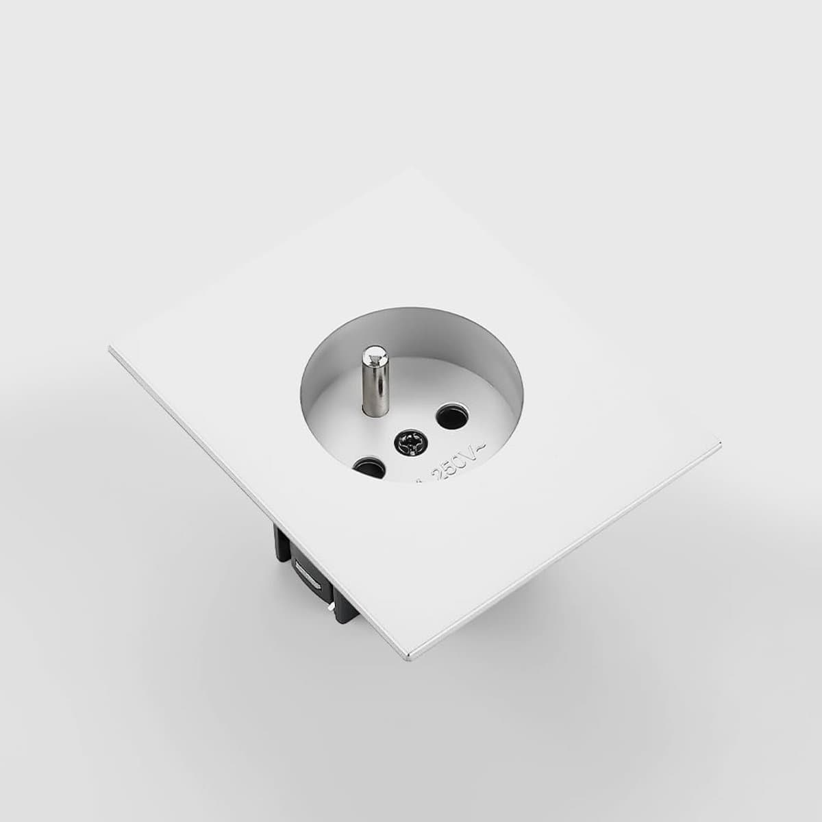 Frans geaard stopcontact, plat design, 5 mm, wit, mat, 250 V, 16 A, voor huishouden en kantoor, frameloze stekkermodule, vrije combinatie met verschillende designs WESA