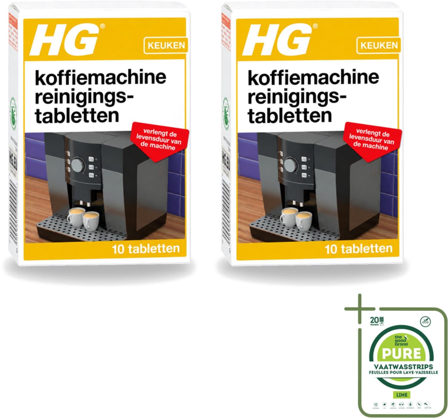 2 x HG - Koffiemachine Reinigingstabletten - Verlengt Levensduur Machine - 10 Tabletten - Grootverpakking - Koffiemachine Reinigen - Koffiemachine Ontkalken - Koffiemachine Schoonmaken - Koffiemachine Onderhoud - Koffiemachine Reinigingstabletten