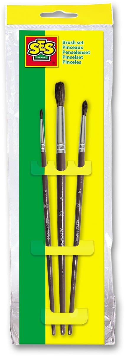 SES Creatieve Ronde Penseelset - 3 stuks, 15 cm